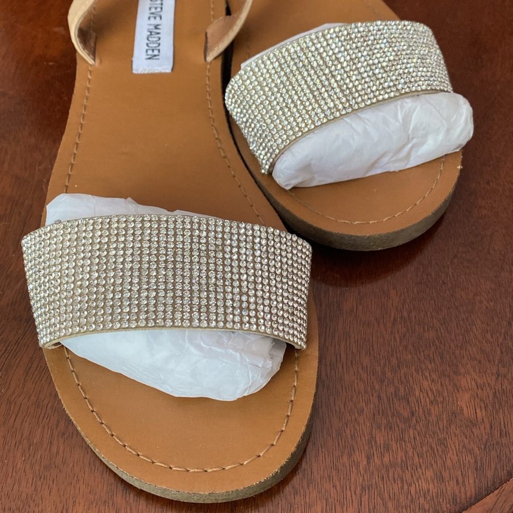Steve Madden Tan Sandals with Sparkling Strap